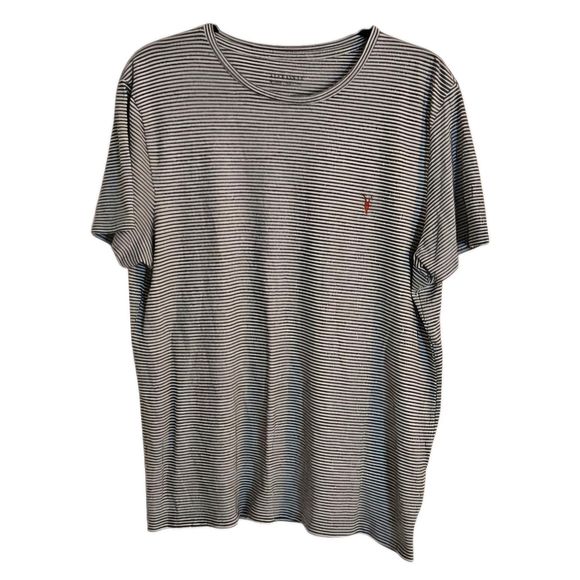 ALL SAINTS White & Gray Striped Cotton Blend Soft Short-sleeved T-shirt size XXL - Picture 2 of 6